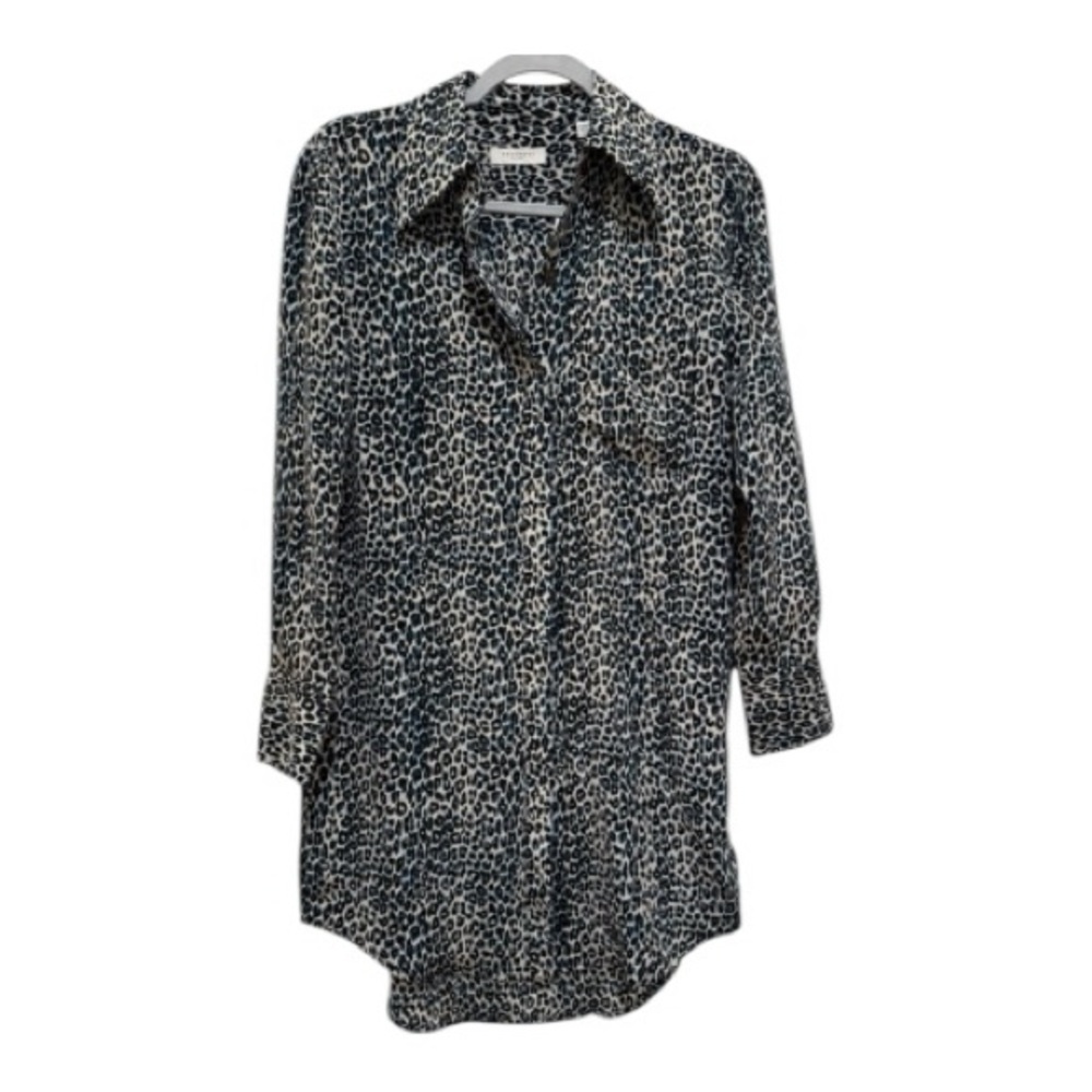 Equipment Femme Scoutt Silk Short Dress True Black Multi Leopard Print XS NWOT - Picture 5 of 7